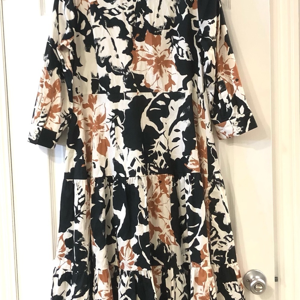 Women’s Soft Surroundings Boho Button Front Layered Midi Dress Sz 12 - Picture 9 of 16
